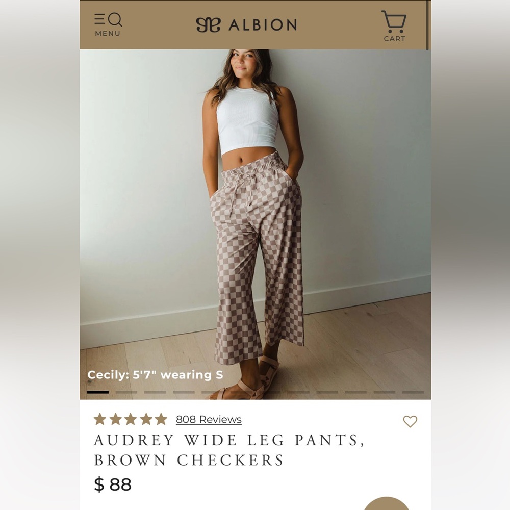 Audrey Wide Leg Pants in Brown Checkers